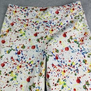 Krazy Larry Pants Women's 6 Paint Splatter Pull On Stretch Colorful Rainbow